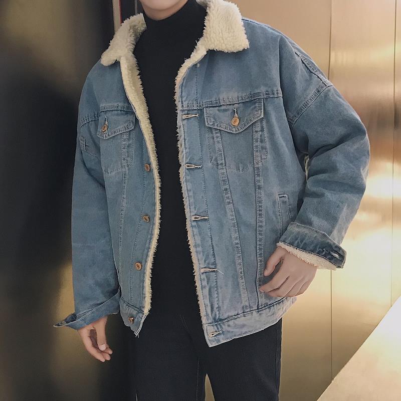 2025年冬新作 メンズ ラムウール襟 デニムジャケット 裏 - Street Fashion Men 2025 のレビューと価格