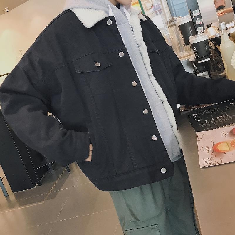2025年冬新作 メンズ ラムウール襟 デニムジャケット 裏 - Street Fashion Men 2025 のレビューと価格